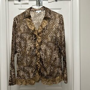 Womens medium sheer blouse with ruffles